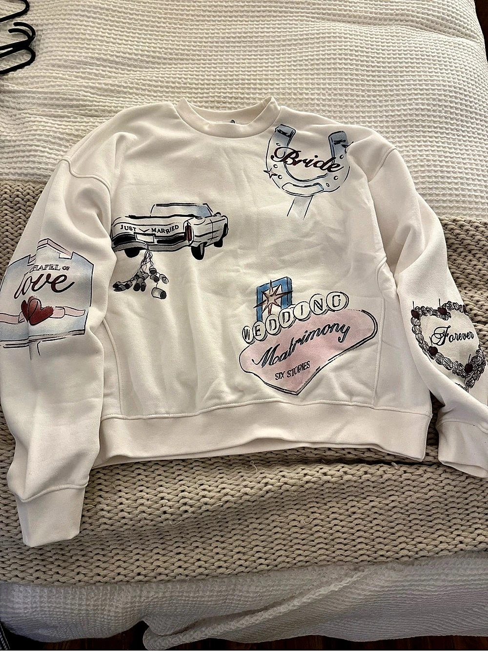 Six Stories Destination Vegas Bride Graphic Sweatshirt White, New with tags